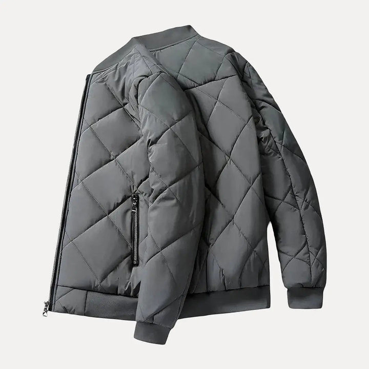 Fleece-Lined Cotton Padded Jacket Gray