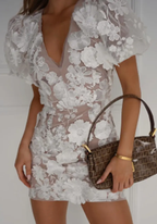 Women's Floral Embroidered Mini Dress – Chic & Comfortable for Summer