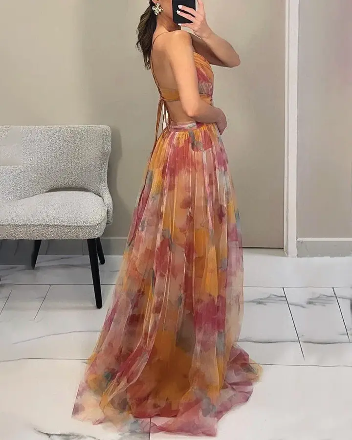 Women's Floral Maxi Dress – Elegant Summer Wedding Guest Outfit