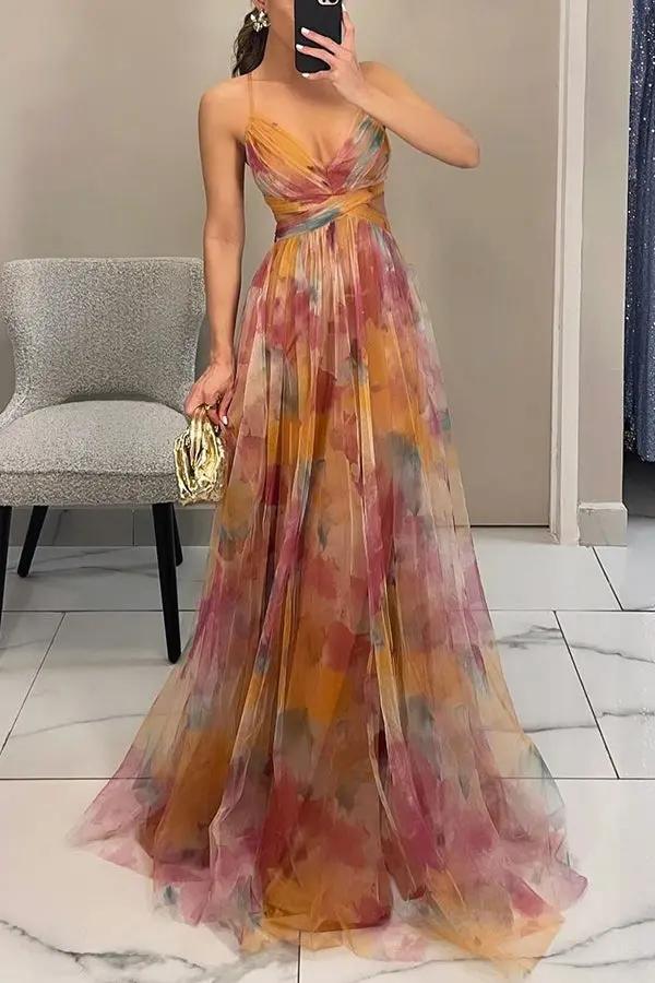 Women's Floral Maxi Dress – Elegant Summer Wedding Guest Outfit