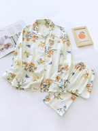 Women's Floral Pajama Set – Stylish & Cozy Loungewear Purple Butterflies