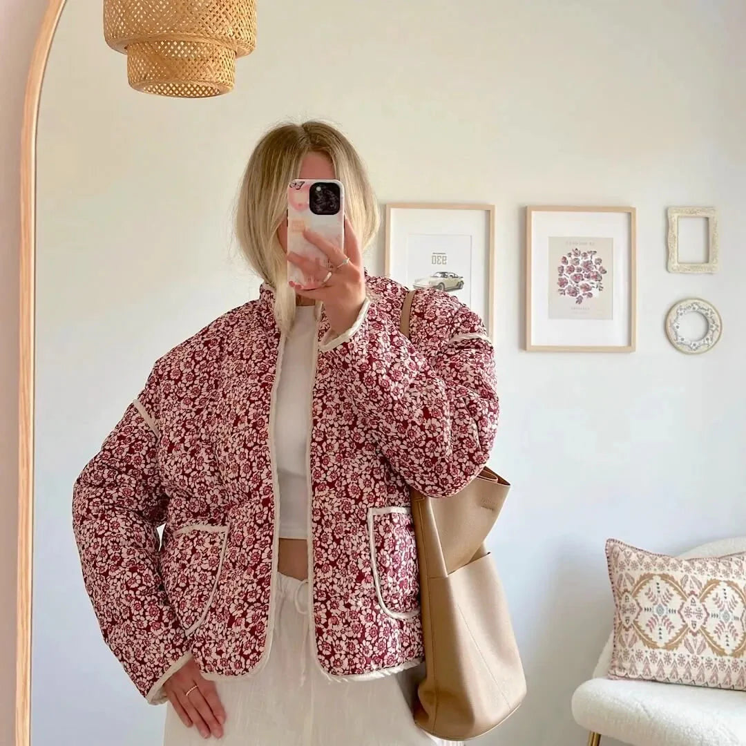 Floral Quilted Jacket for Women