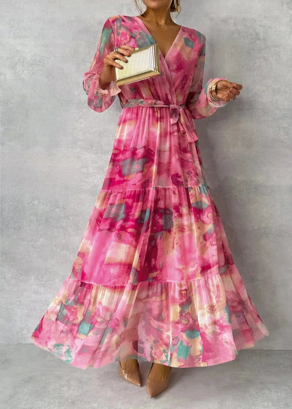 Women's Lightweight Floral Wrap Dress – Elegant Summer Fashion