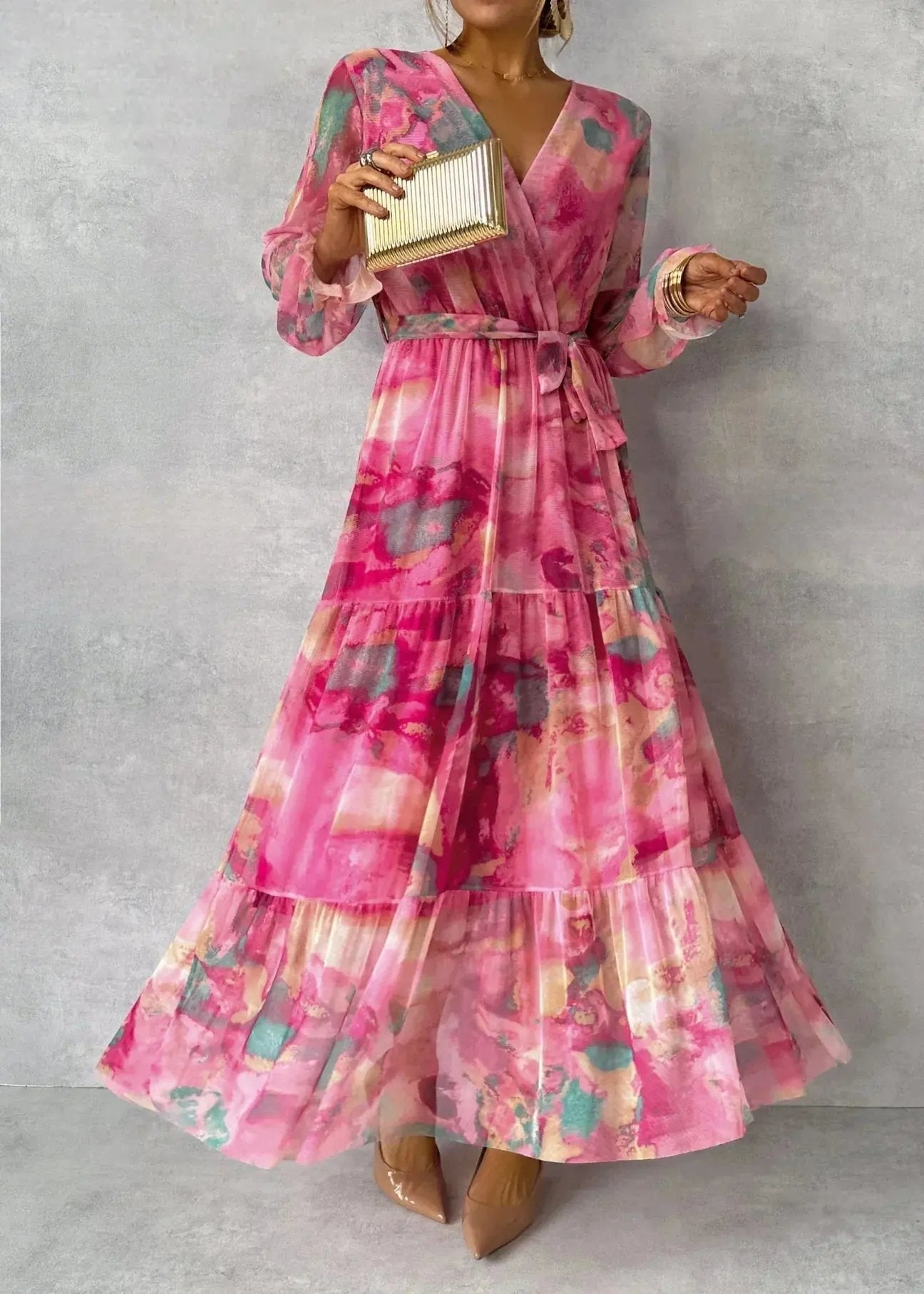 Women's Lightweight Floral Wrap Dress – Elegant Summer Fashion