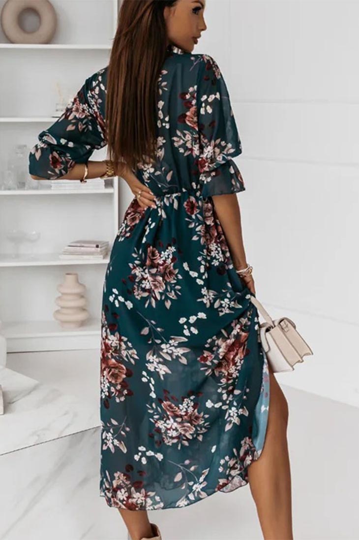 Women's Floral Chiffon Maxi Dress-MODAUTLET