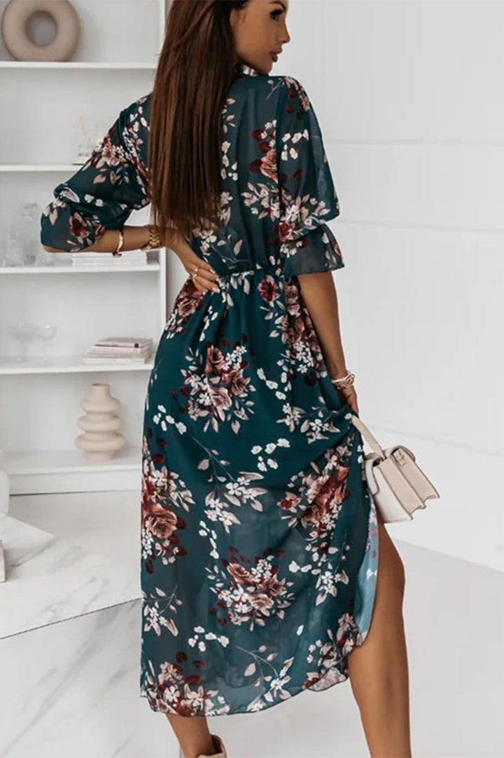 Women's Floral Chiffon Maxi Dress-MODAUTLET