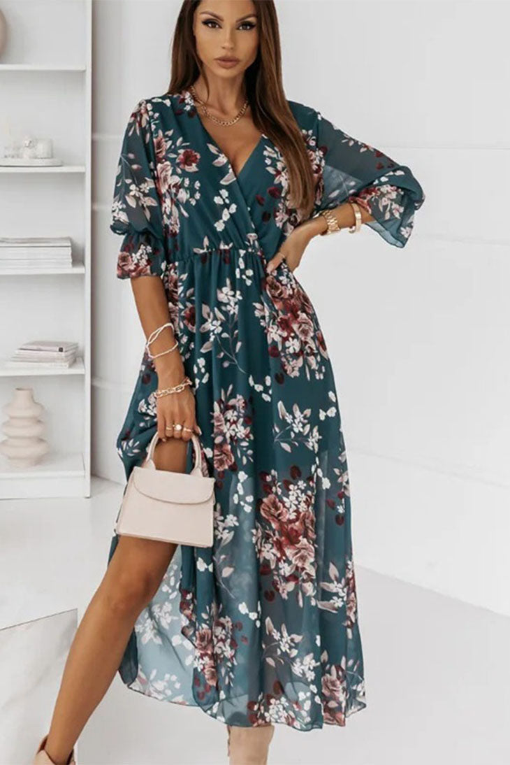 Women's Floral Chiffon Maxi Dress-MODAUTLET