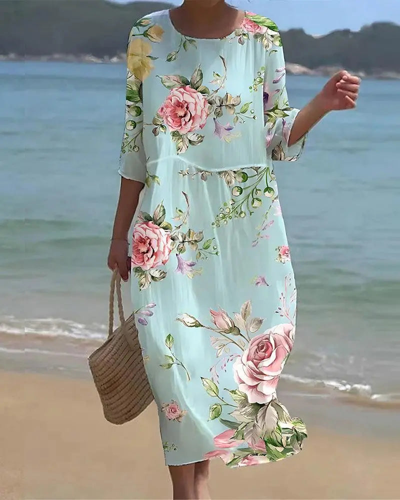 Women's Elegant Floral Dress – Flattering Fit-MODAUTLET