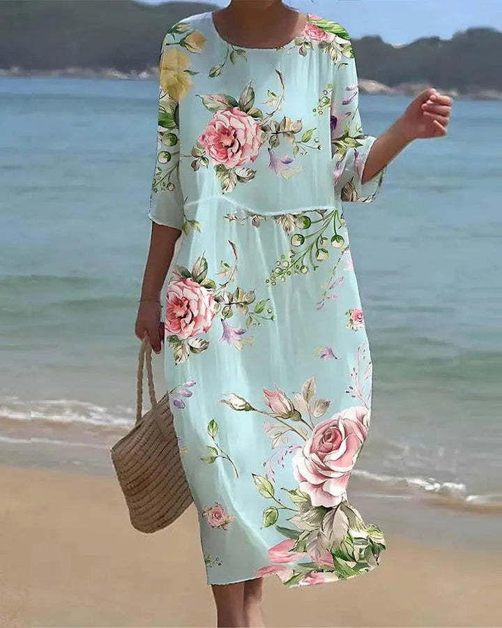 Women's Elegant Floral Dress – Flattering Fit-MODAUTLET