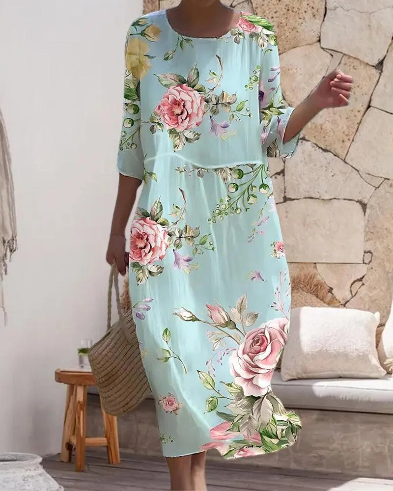 Women's Elegant Floral Dress – Flattering Fit-MODAUTLET