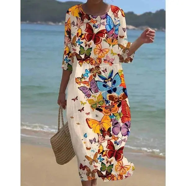 Women's Elegant Floral Dress – Flattering Fit-MODAUTLET