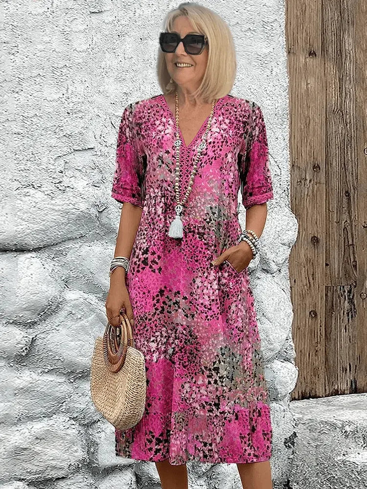 Women's Floral Midi Dress – Effortless Summer Elegance-MODAUTLET