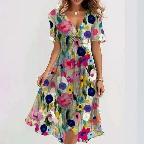 Women's Floral Midi Dress – Effortless Elegance for Summer Events-MODAUTLET