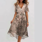Women's Floral Midi Dress – Effortless Elegance for Summer Events Rose Gold