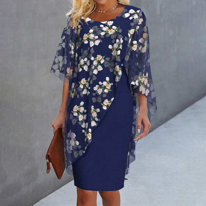 Women's Elegant Floral Overlay Dress – Timeless Wedding Guest Attire-MODAUTLET