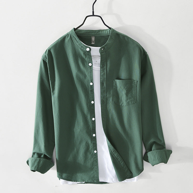 Cotton Shirt for Men and Women Long Sleeve Button Up Green