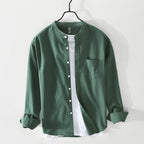 Cotton Shirt for Men and Women Long Sleeve Button Up Green