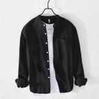 Cotton Shirt for Men and Women Long Sleeve Button Up Black