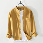 Cotton Shirt for Men and Women Long Sleeve Button Up Yellow