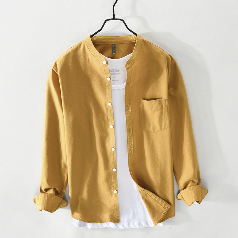 Cotton Shirt for Men and Women Long Sleeve Button Up Yellow