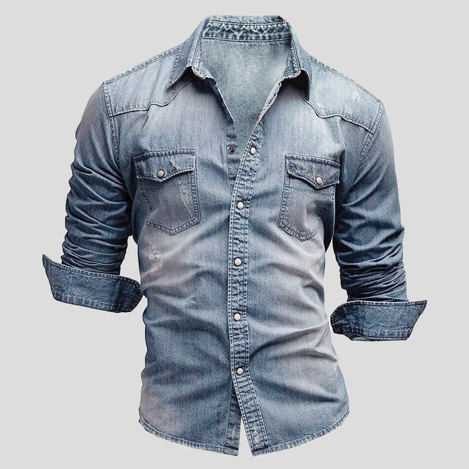 Camisa de hombre de manga larga con botones y bolsillos