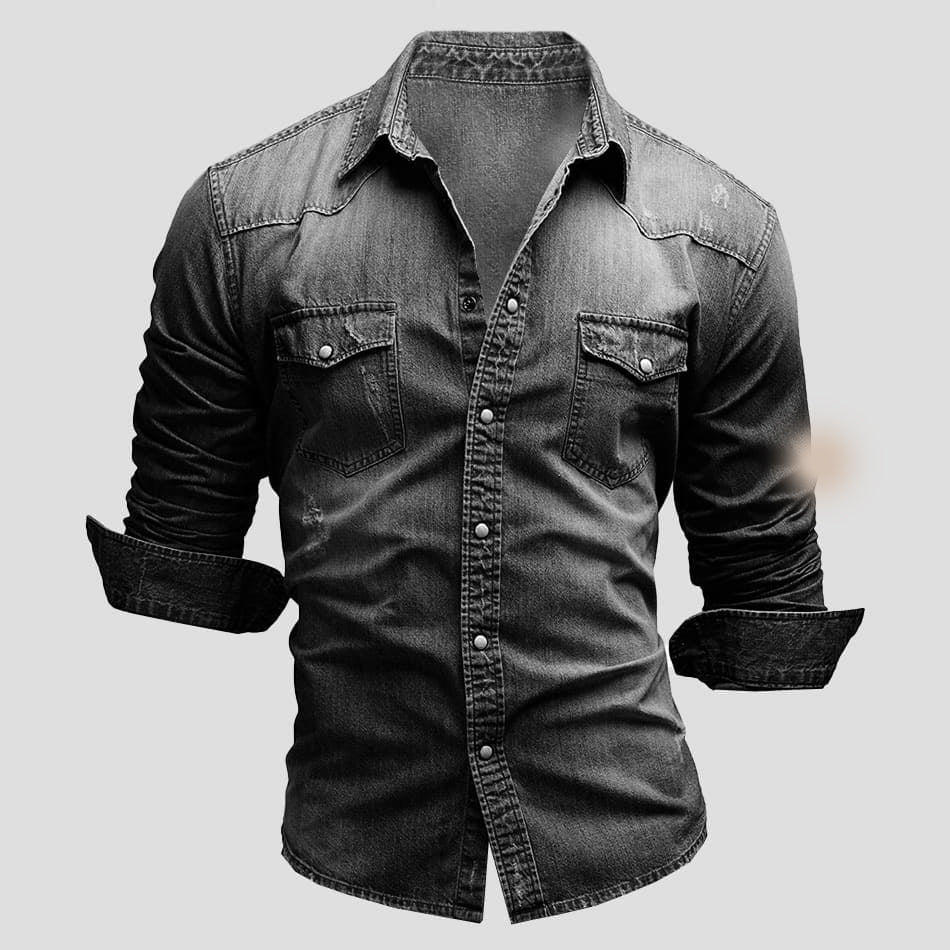 Camisa de hombre de manga larga con botones y bolsillos