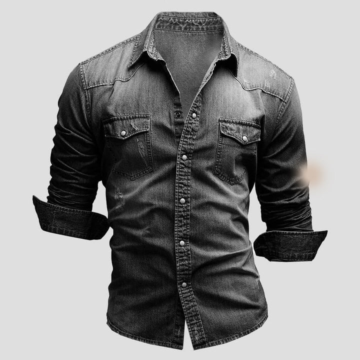 Camisa de hombre de manga larga con botones y bolsillos
