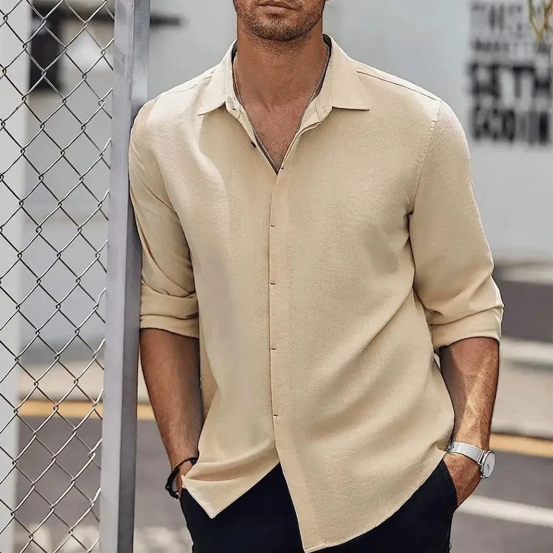 Slim-Fit Linen Shirt for Men-MODAUTLET