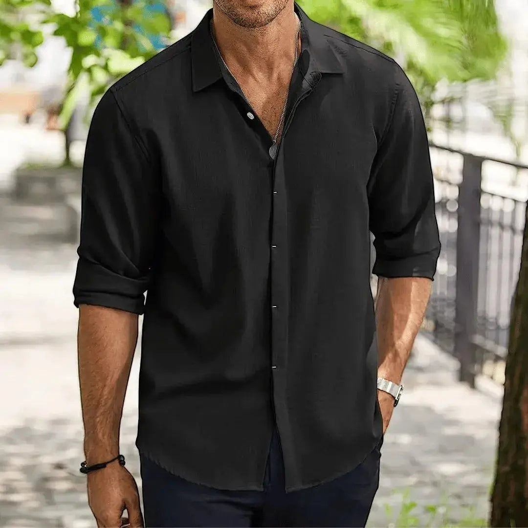 Slim-Fit Linen Shirt for Men-MODAUTLET