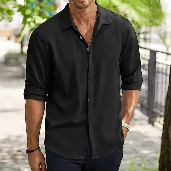 Slim-Fit Linen Shirt for Men-MODAUTLET