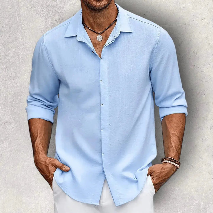 Slim-Fit Linen Shirt for Men-MODAUTLET
