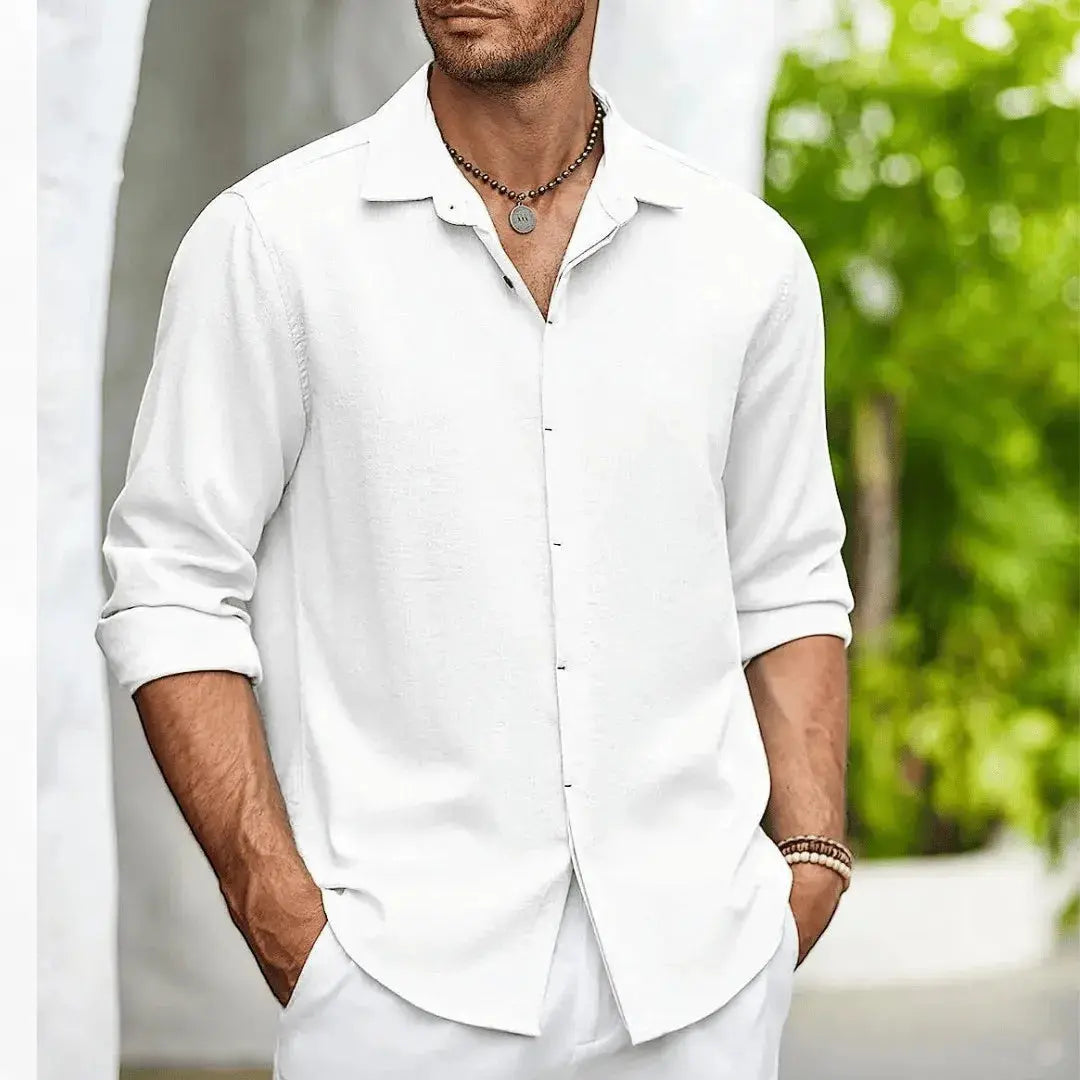 Slim-Fit Linen Shirt for Men-MODAUTLET