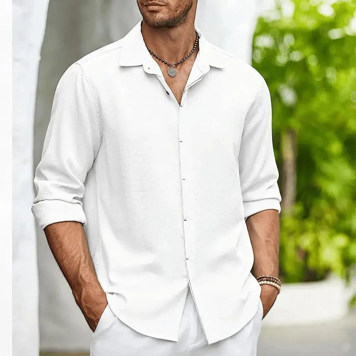 Slim-Fit Linen Shirt for Men-MODAUTLET
