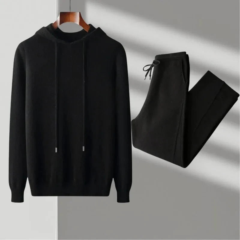 Merino Wool Hoodie & Jogger Set Black