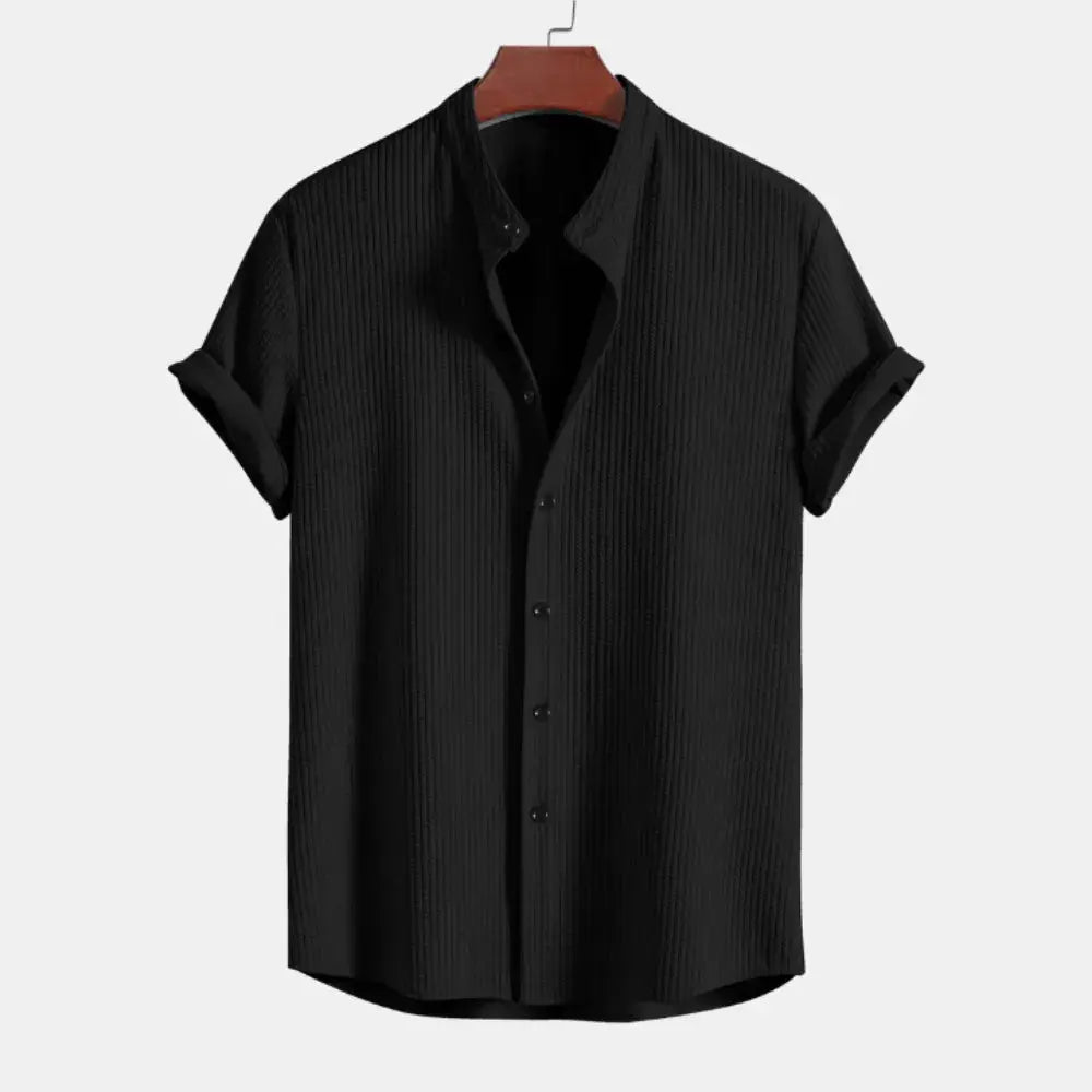 Sleek Ribbed Shirt for Effortless Style Black
