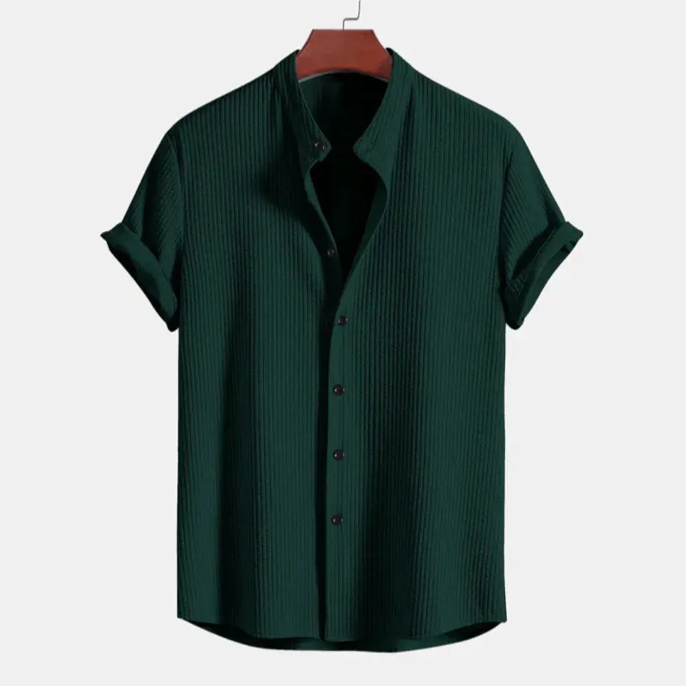 Sleek Ribbed Shirt for Effortless Style Dark Green