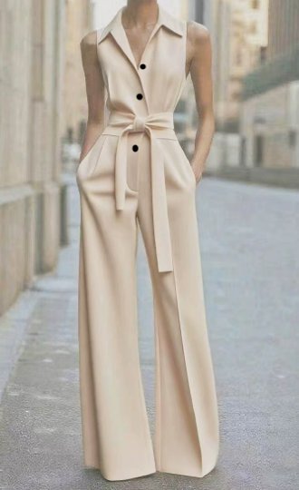 Freya | Women's Sleeveless Wide-Leg Belted Jumpsuit-MODAUTLET