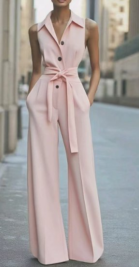 Freya | Women's Sleeveless Wide-Leg Belted Jumpsuit-MODAUTLET