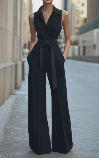 Freya | Women's Sleeveless Wide-Leg Belted Jumpsuit-MODAUTLET