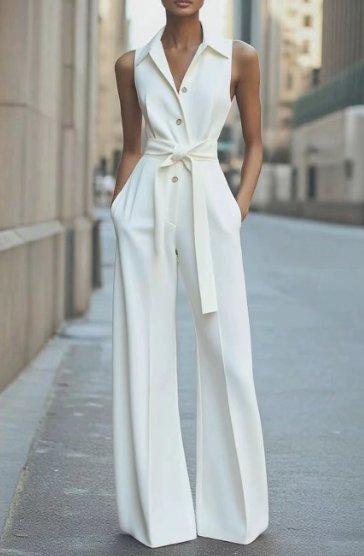 Freya | Women's Sleeveless Wide-Leg Belted Jumpsuit-MODAUTLET