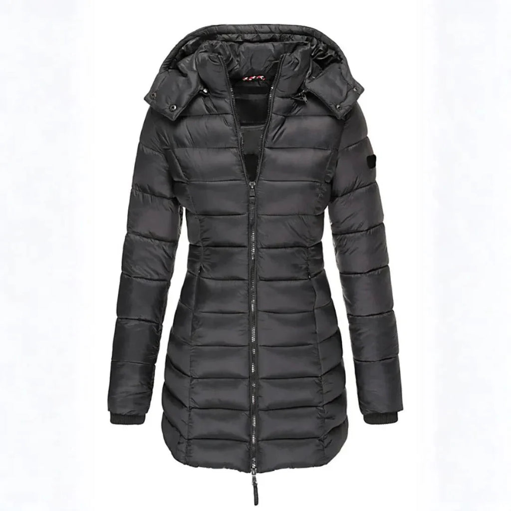 Longline Puffer Coat with Detachable Hood