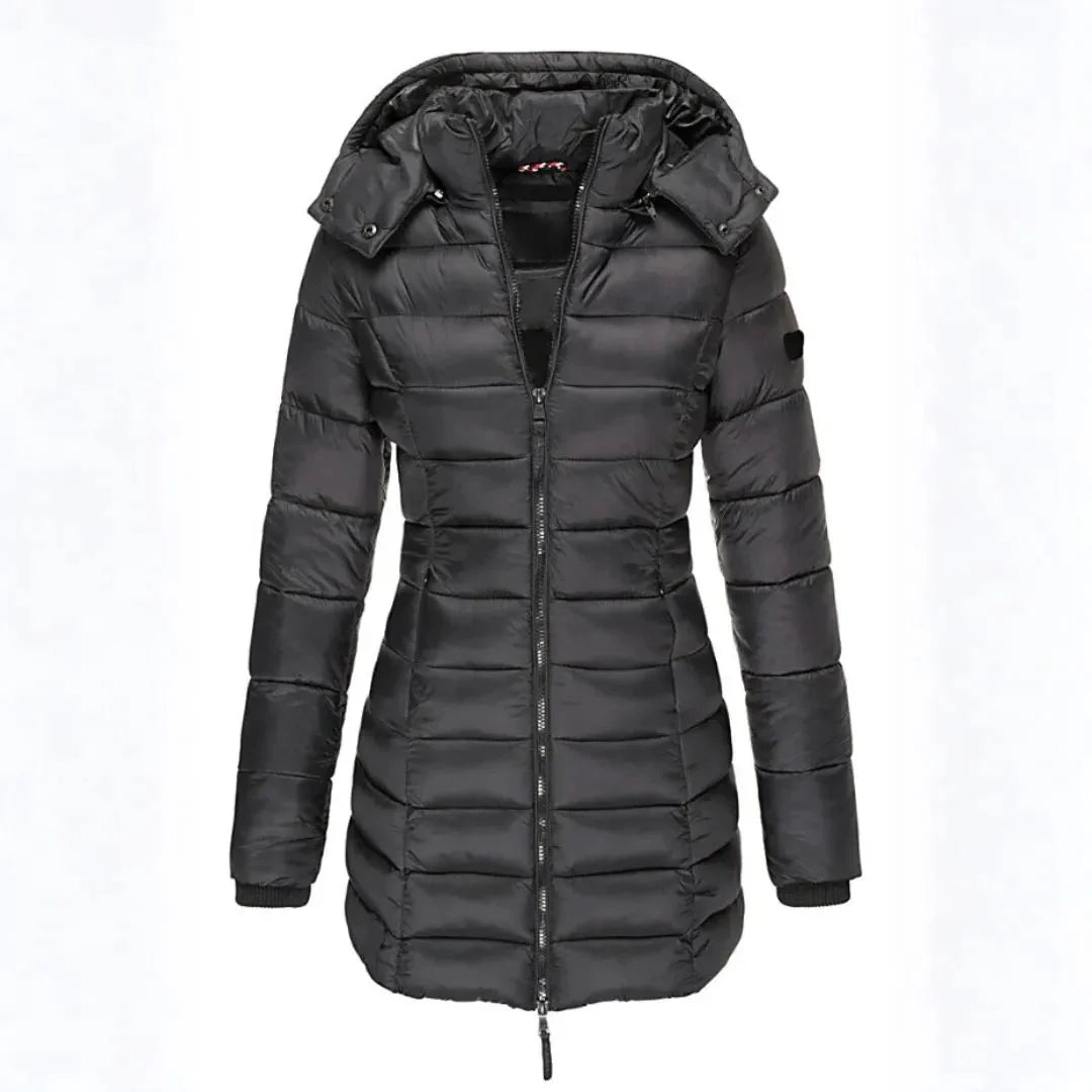 Longline Puffer Coat with Detachable Hood