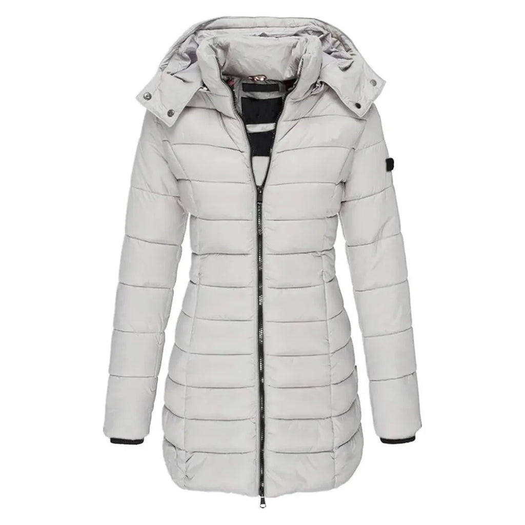 Longline Puffer Coat with Detachable Hood