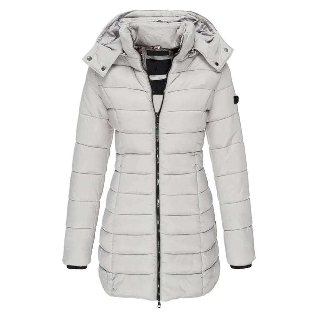 Longline Puffer Coat with Detachable Hood