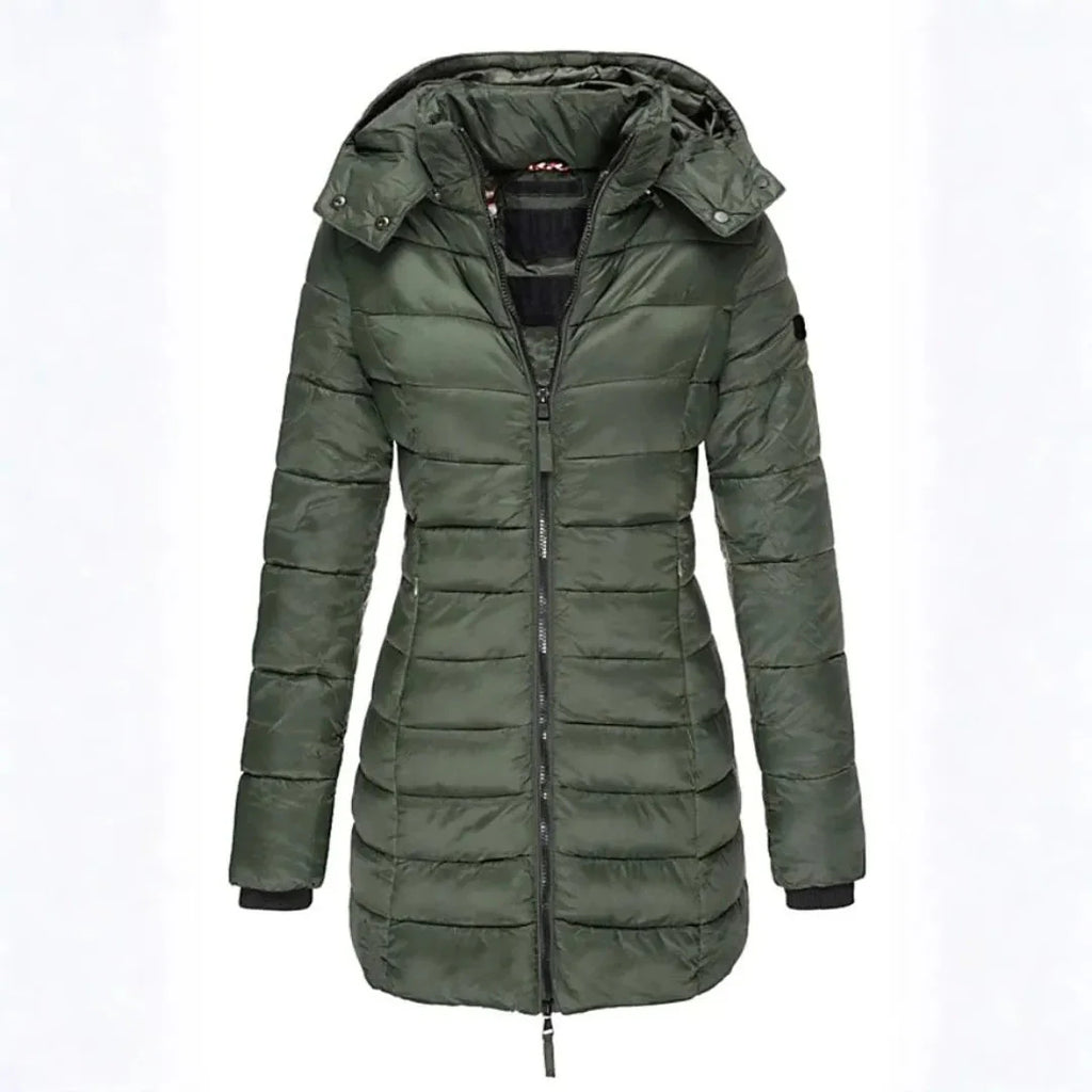 Longline Puffer Coat with Detachable Hood