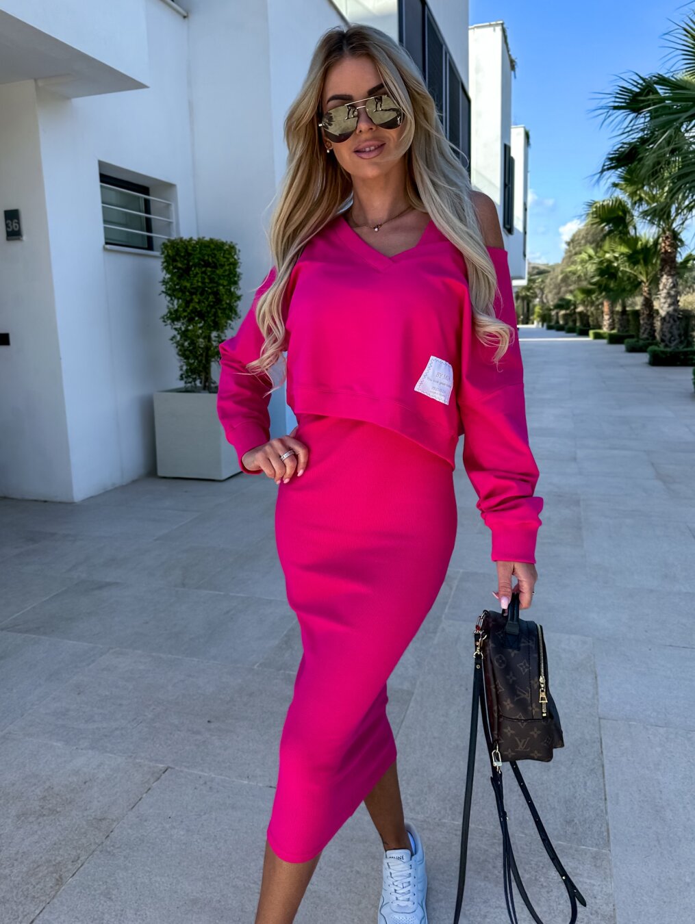 Margot | Casual Sweatshirt And Dress Set Hot pink