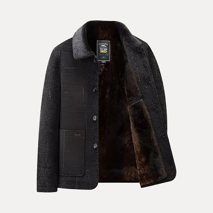 Fur-Lined Oxford Jacket Dark Brown