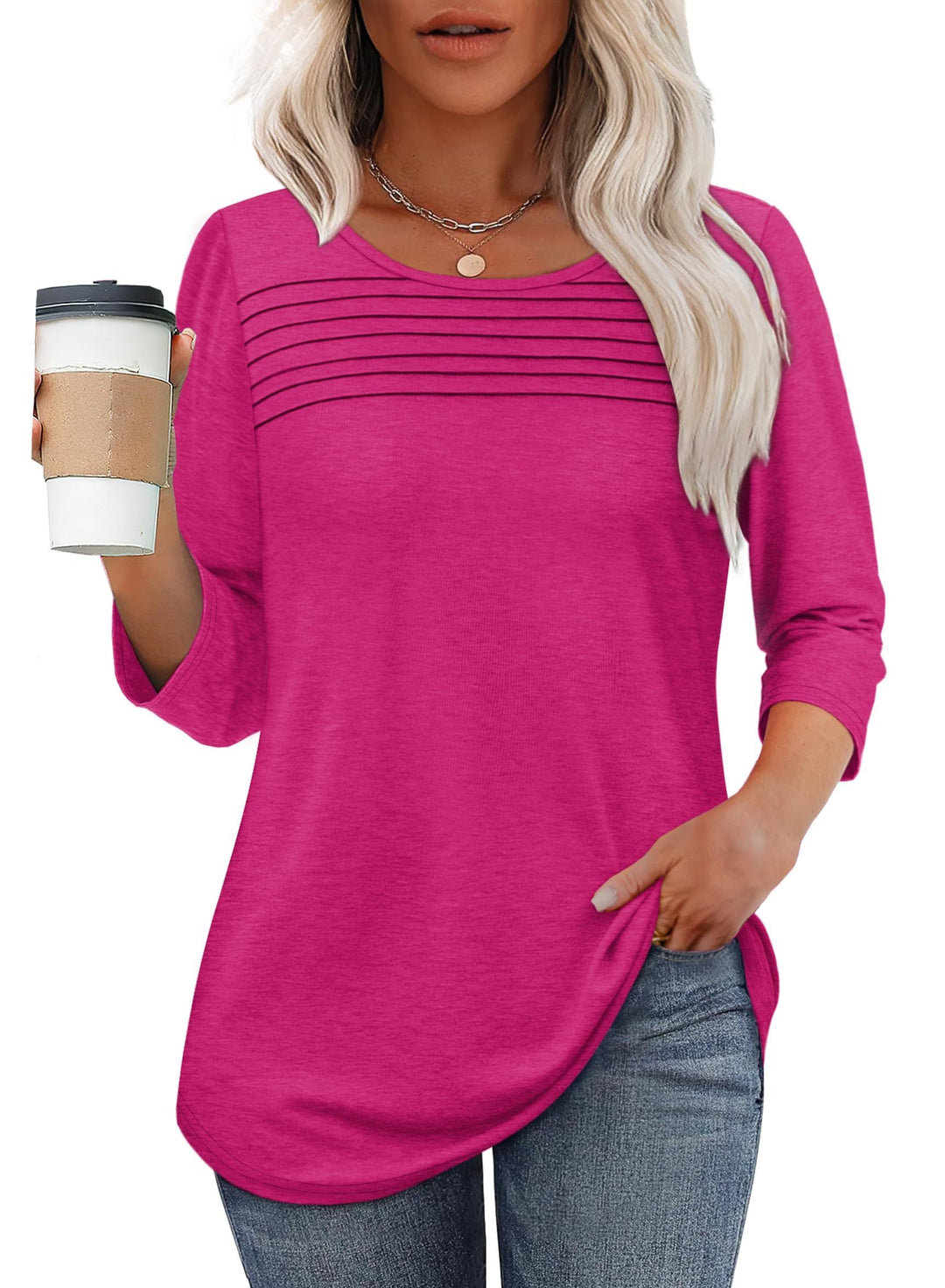 Womens Stylish Pleat Top-MODAUTLET
