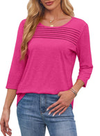 Womens Stylish Pleat Top Hot Pink