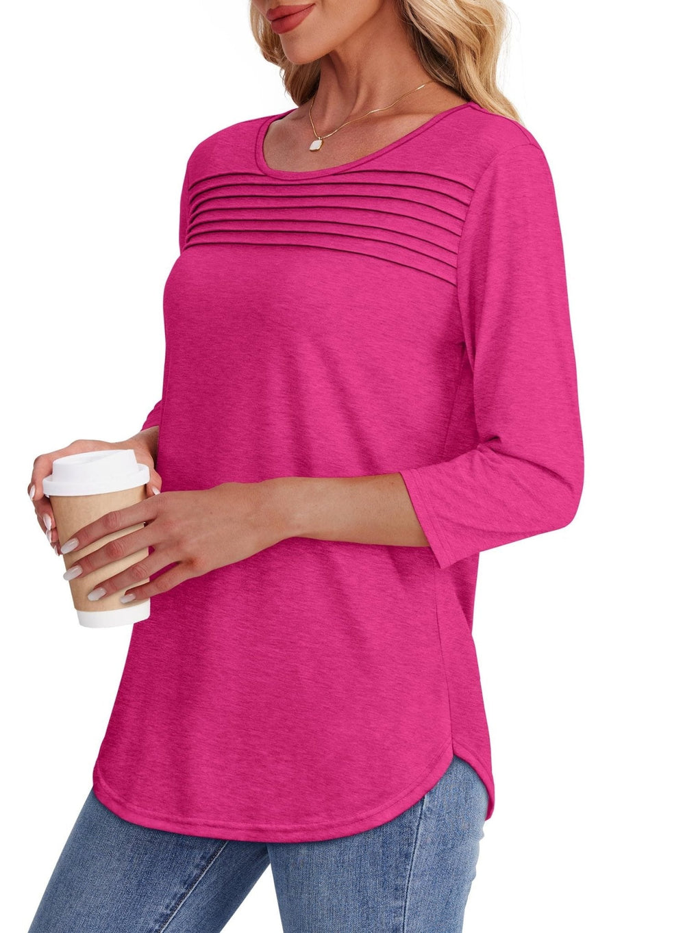 Womens Stylish Pleat Top-MODAUTLET